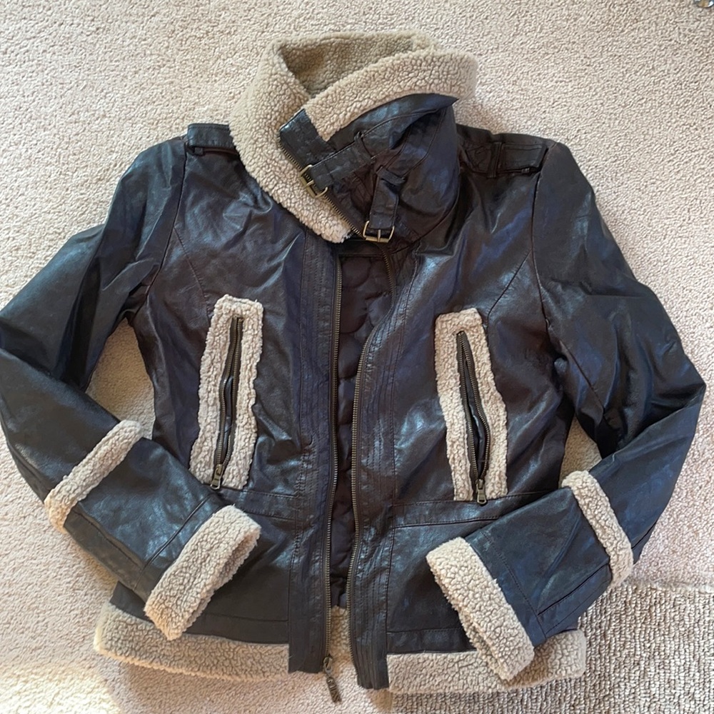 Vintage brown leather Aviator jacket